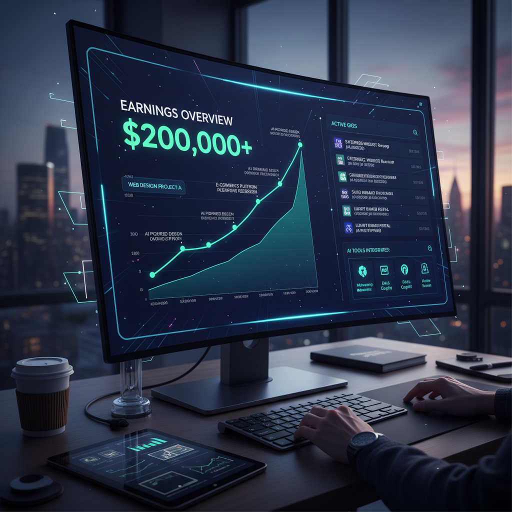 Freelancer Dashboard Showing High Ticket Web Design Gig Earnings