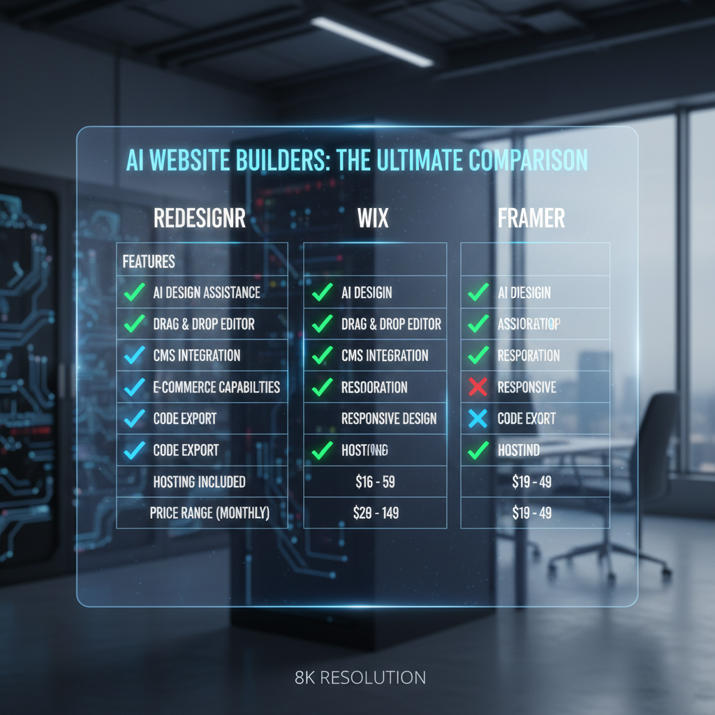 AI Website Builders Comparison Matrix Grid