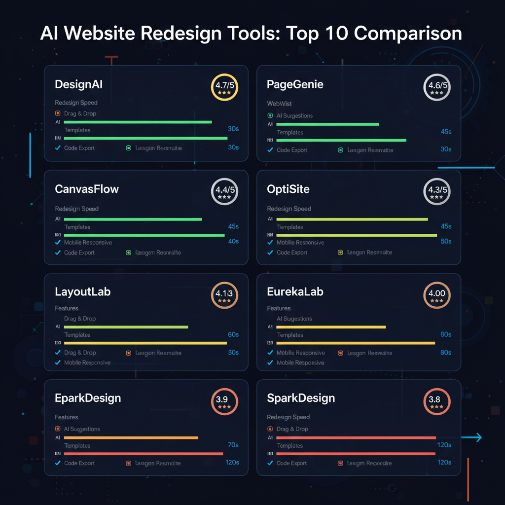 Top 10 AI Website Redesign Tools Comparison Dashboard