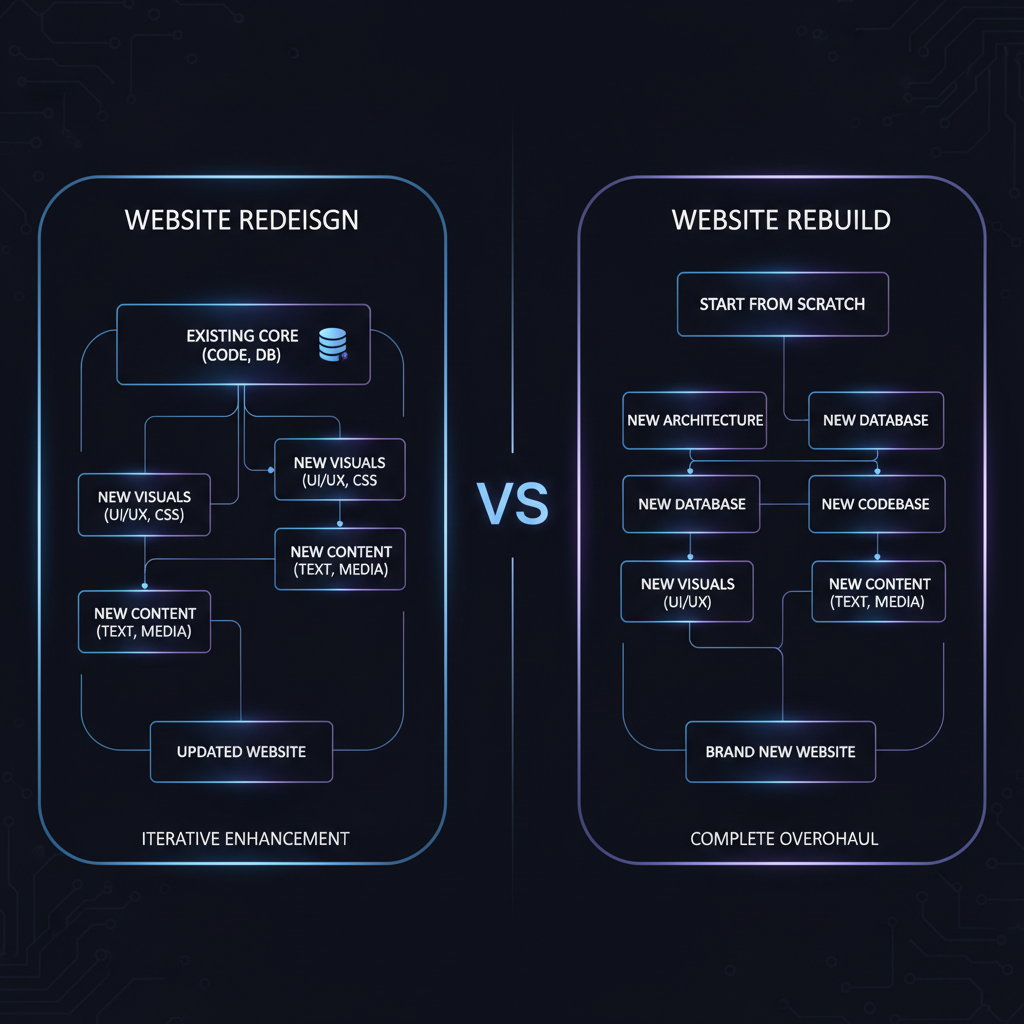 Website Redesign vs Full Rebuild Comparison Framework