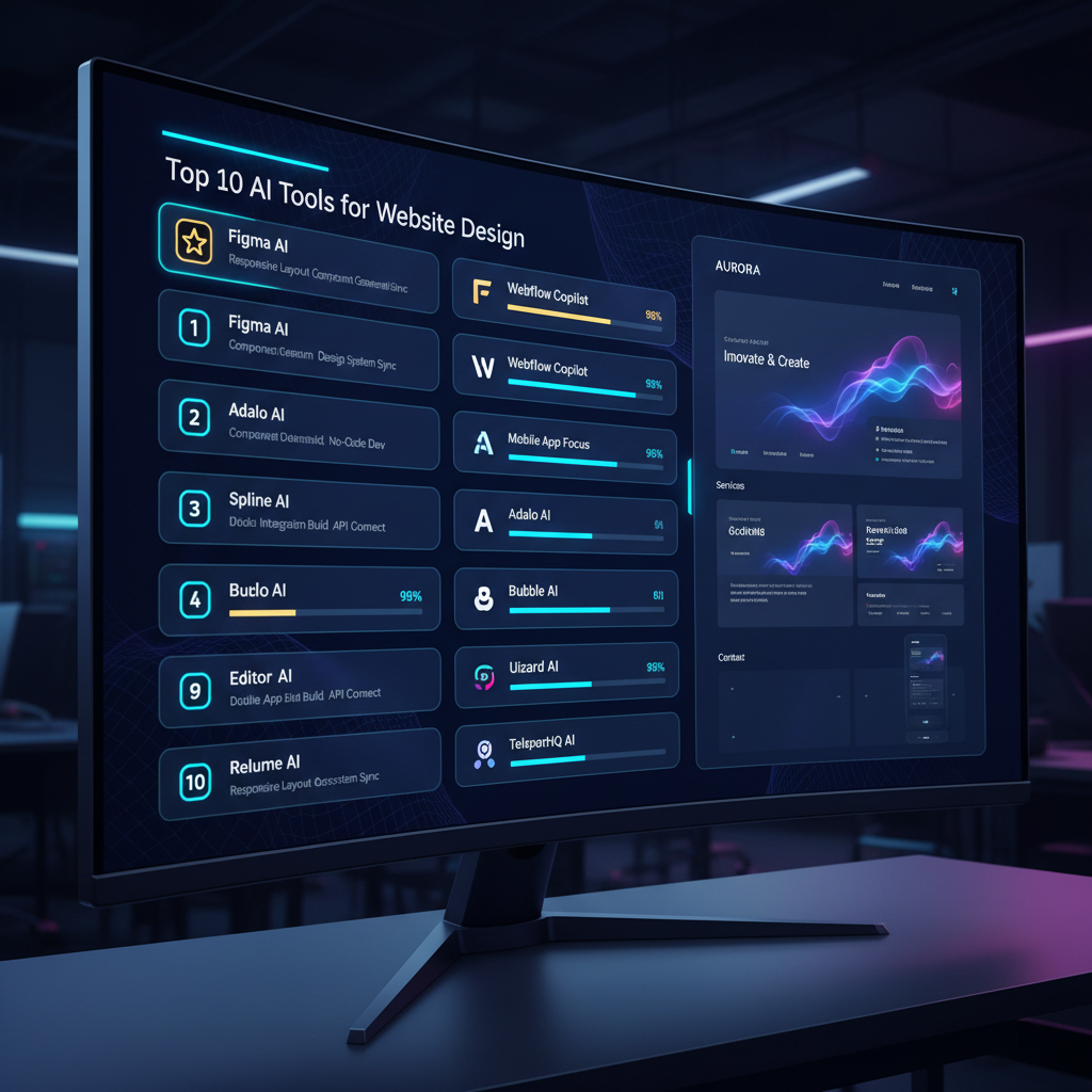 Top 10 AI Tools for Website Design Comparison Dashboard
